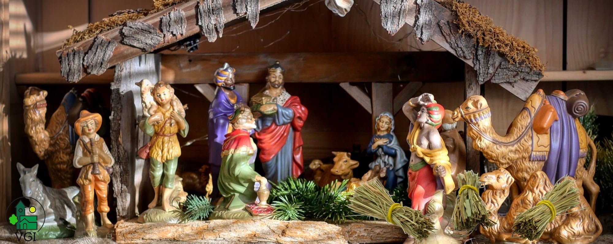 Three bundles of hay for nativity display