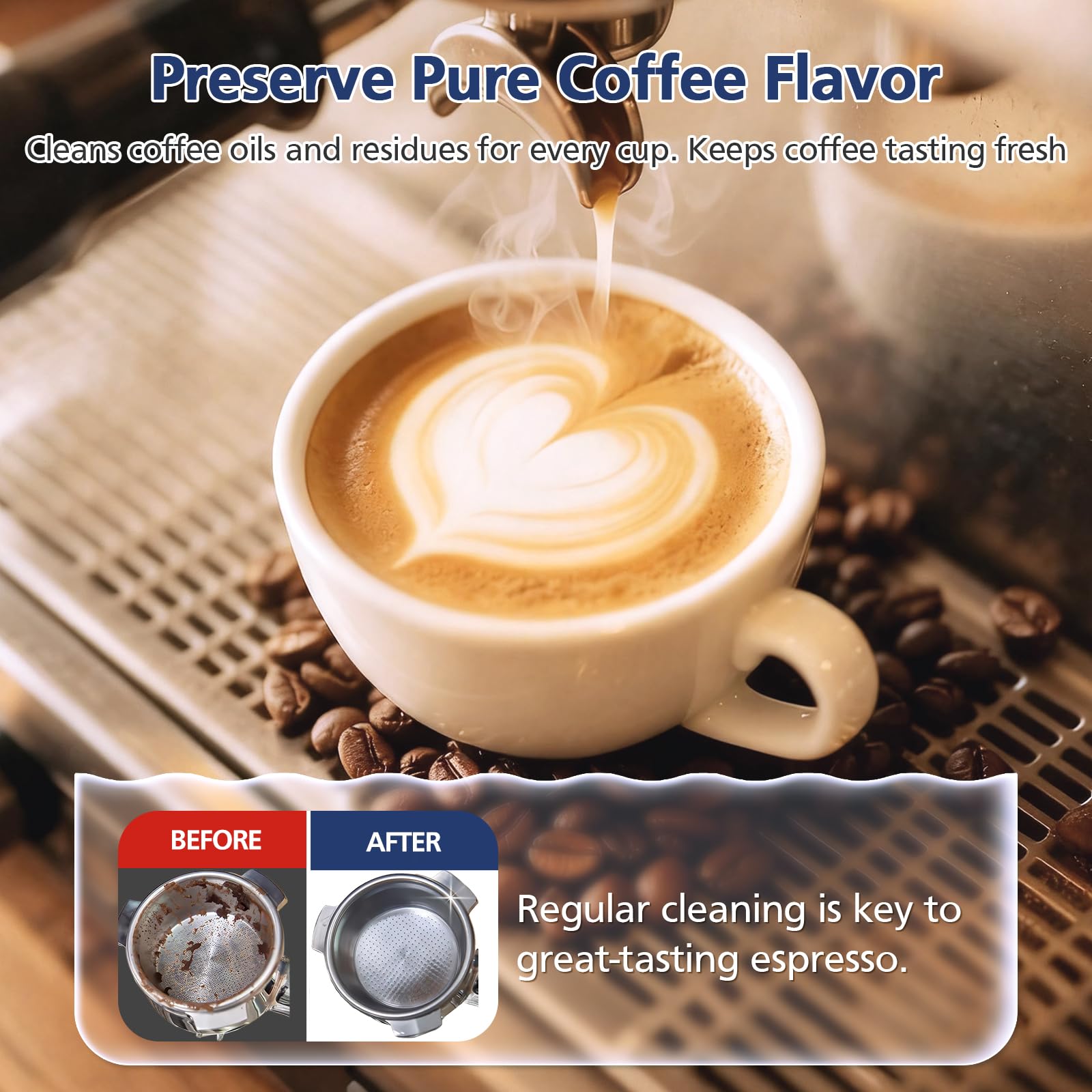 BEC250 cleaning tablets designed for espresso machines