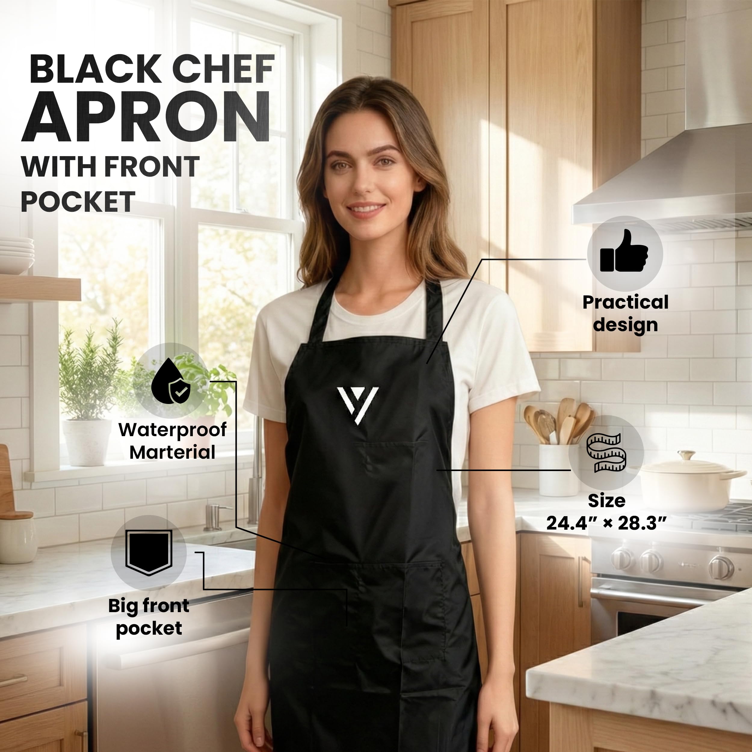 Black chef apron included with VIMEA set