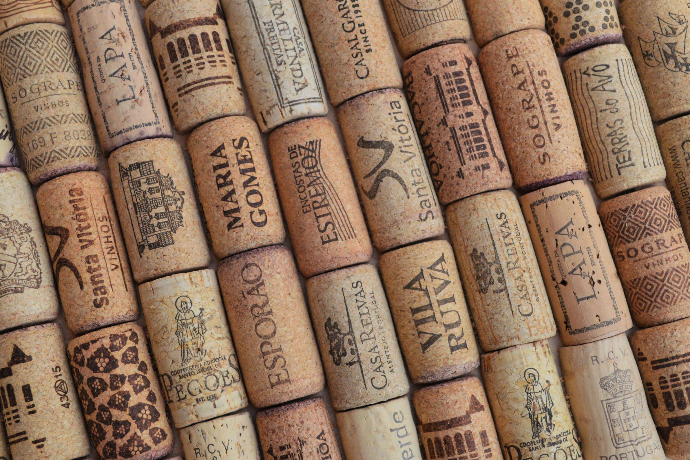 Cork halves preserving vineyard brands and hallmarks