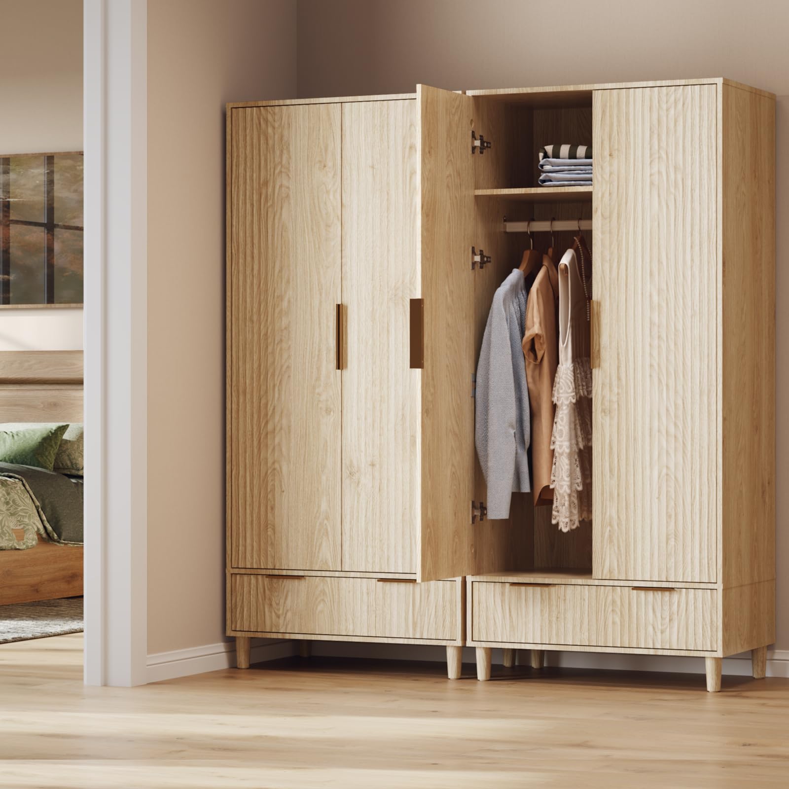 Bedroom closet wood by VINGLI with storage options