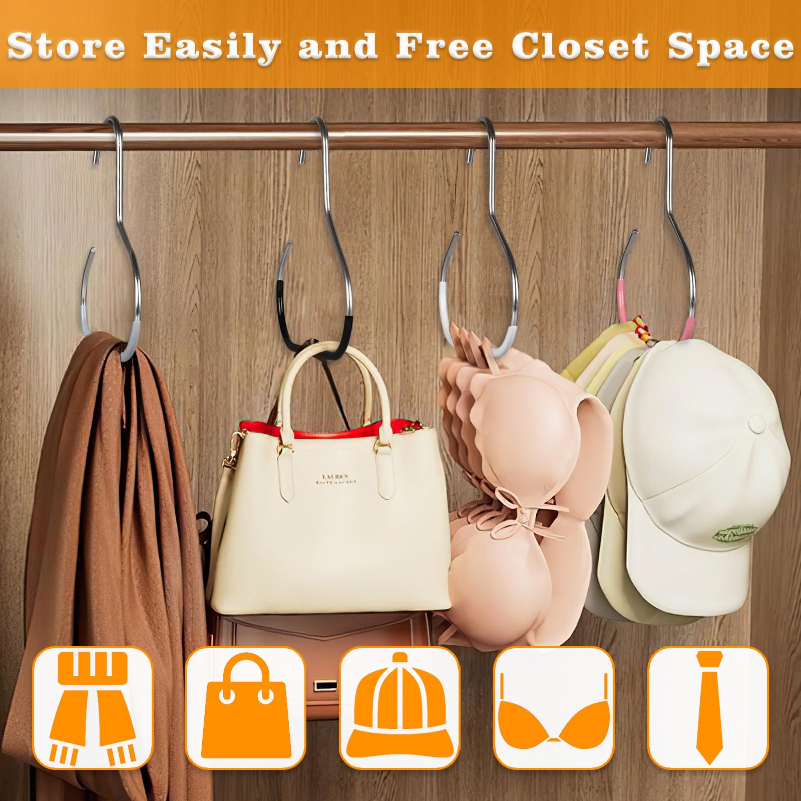 Versatile organizer for hats scarves purses and ties