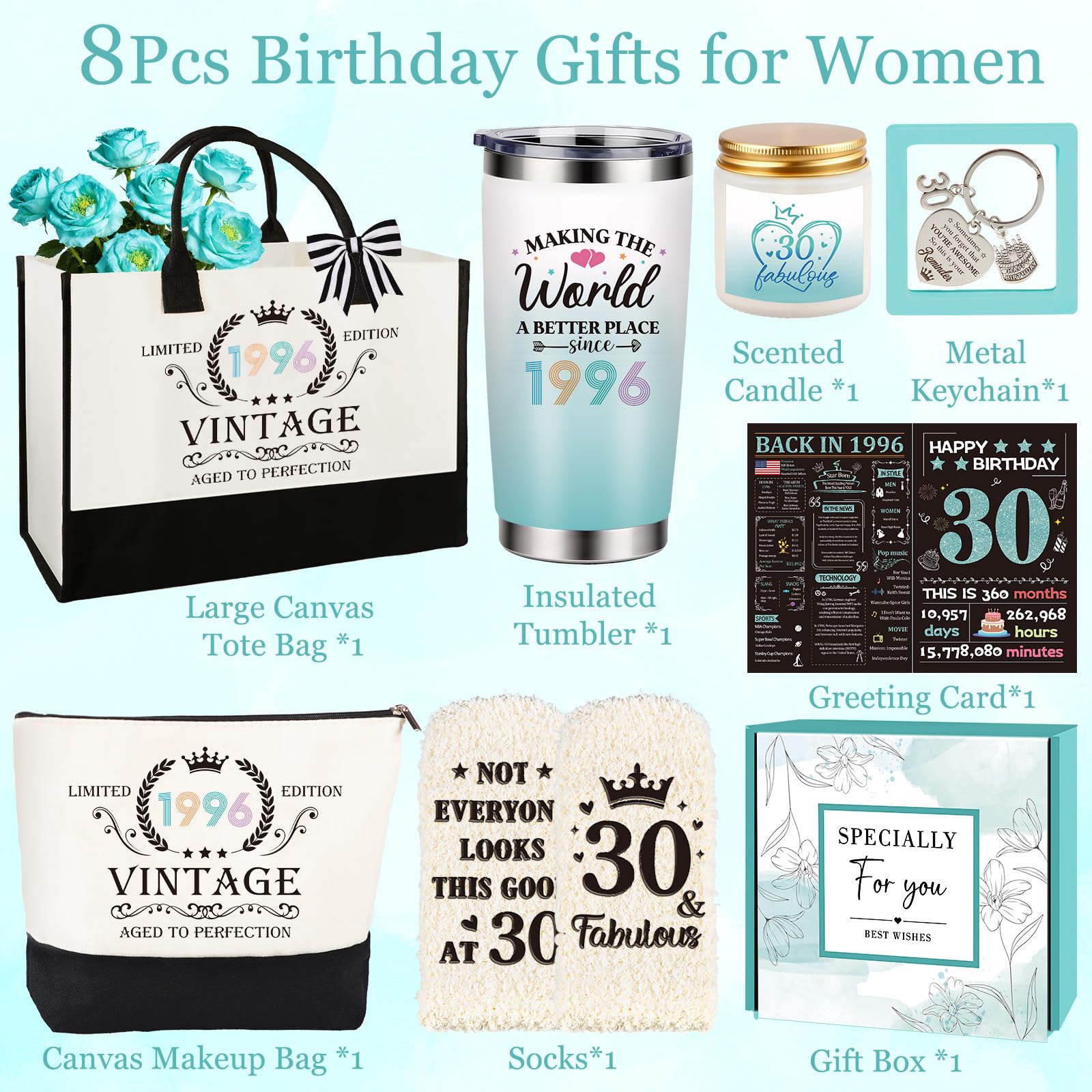 1996 canvas makeup pouch included in gift box
