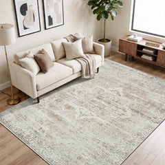 vintage beige distressed rug large area