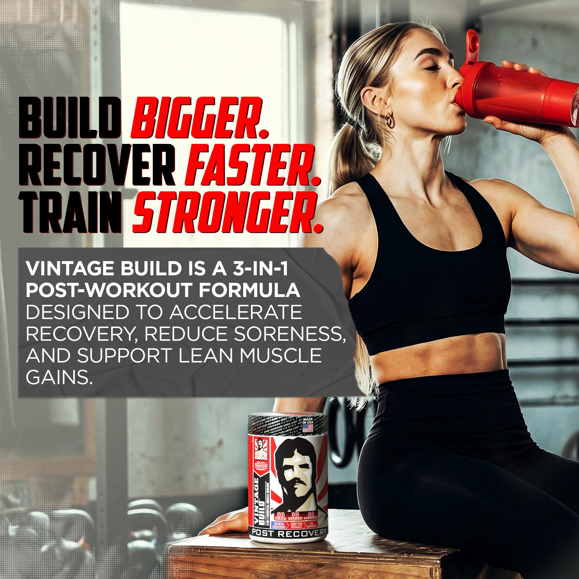 Vintage Build BCAA creatine glutamine blend close up