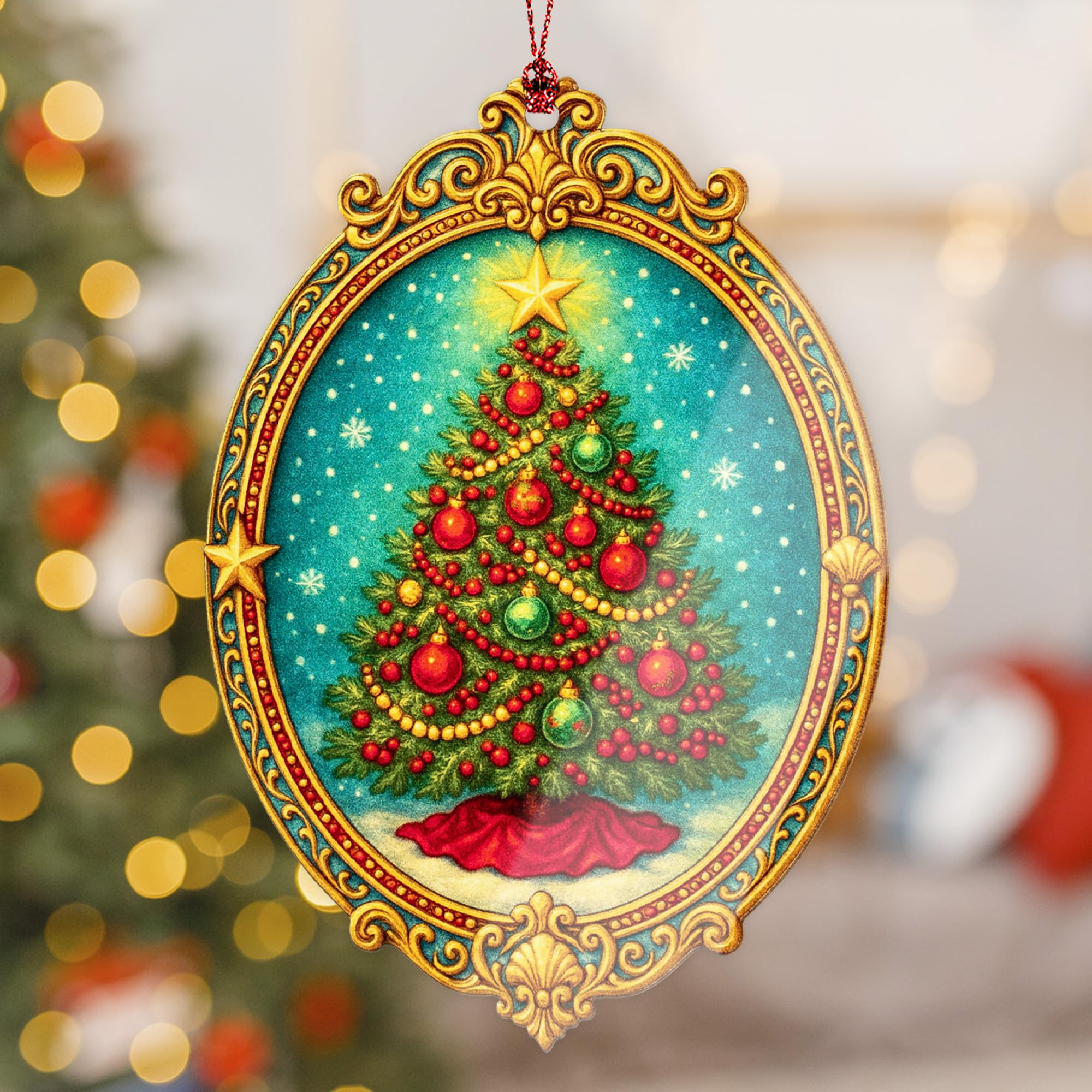 Vintage Christmas ornament packaging includes a story card ready to gift