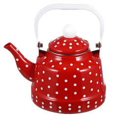 Vintage enamel tea kettle 1.8 quart on stovetop