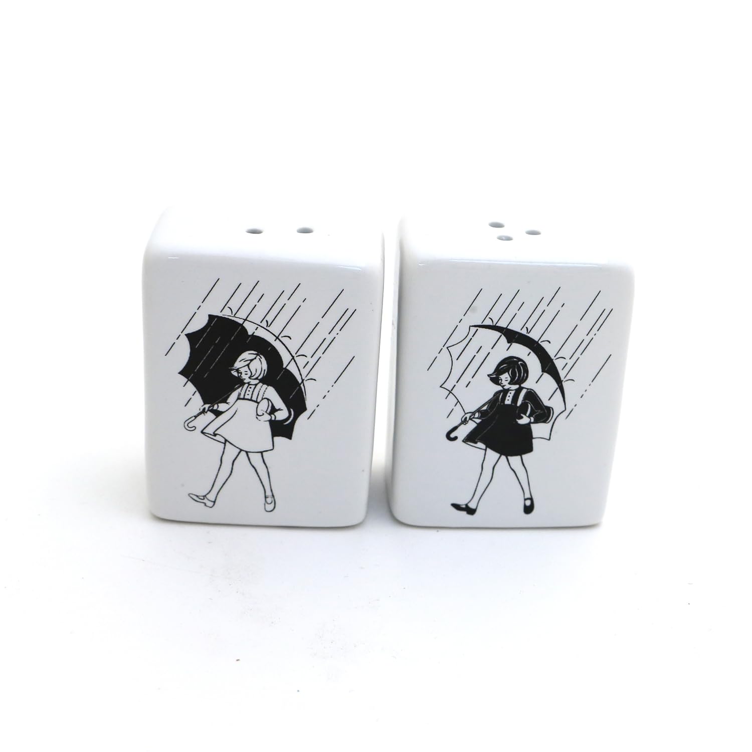 Two rectangular stoneware shakers 2.5 inches tall