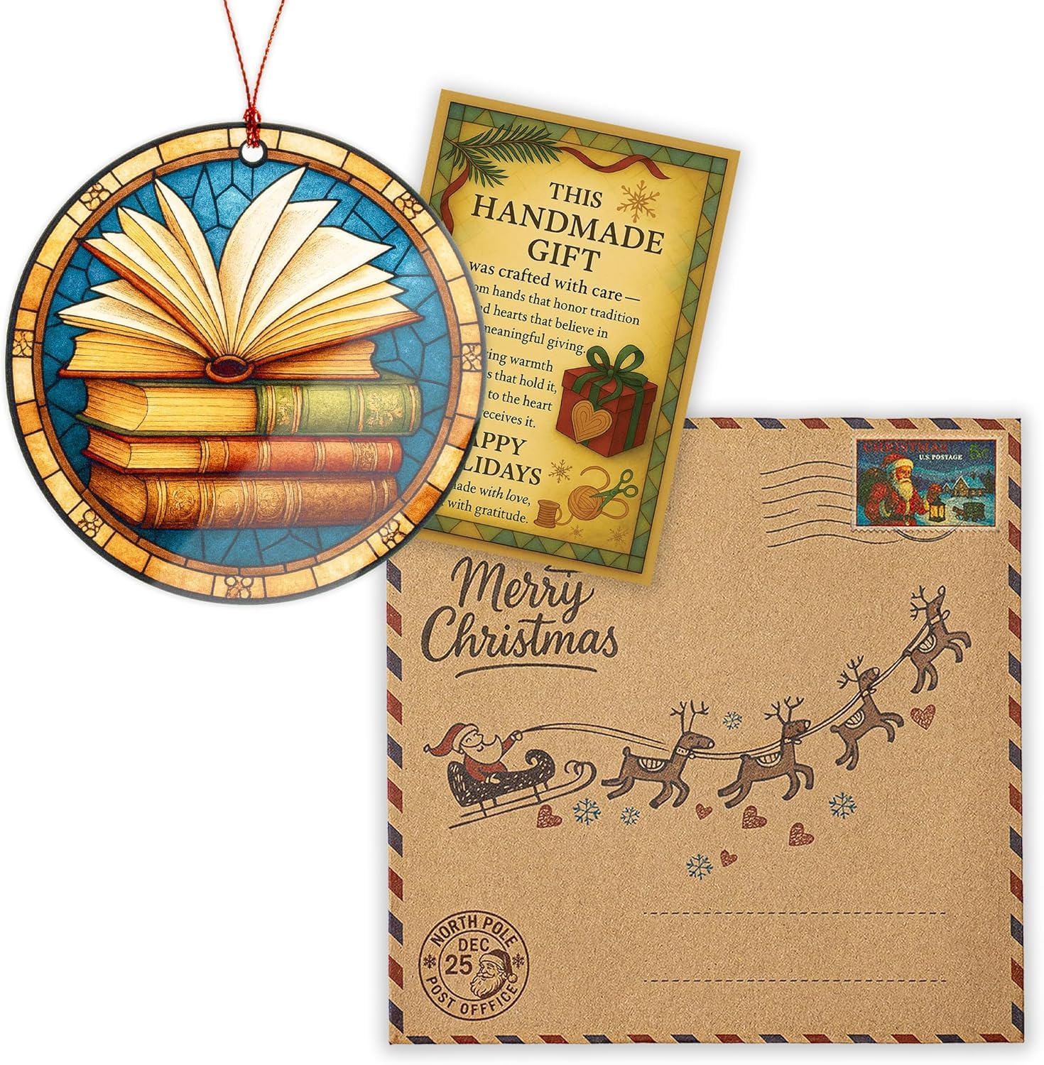 Vintage open book design ornament for Christmas tree