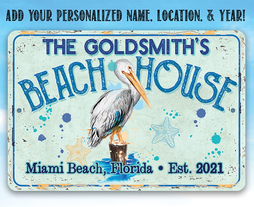 Vintage Pelican Bird Star Fish sign coastal decor Pelican Beach House