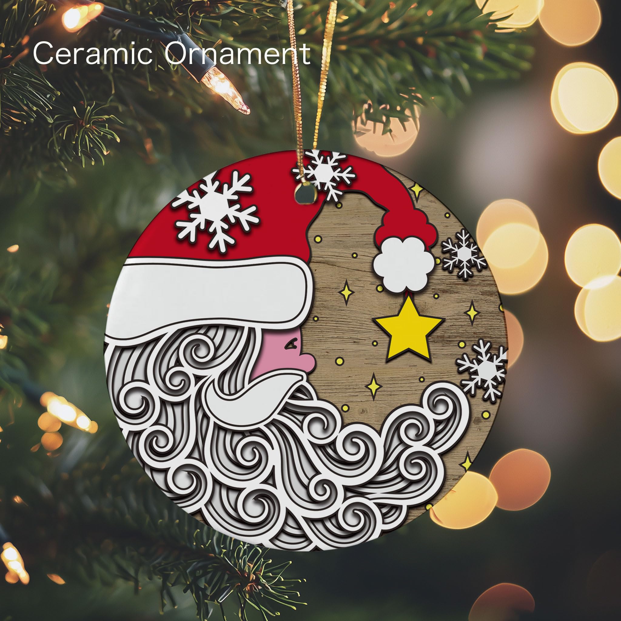 Vintage Santa Moon Ornament featuring double sided text