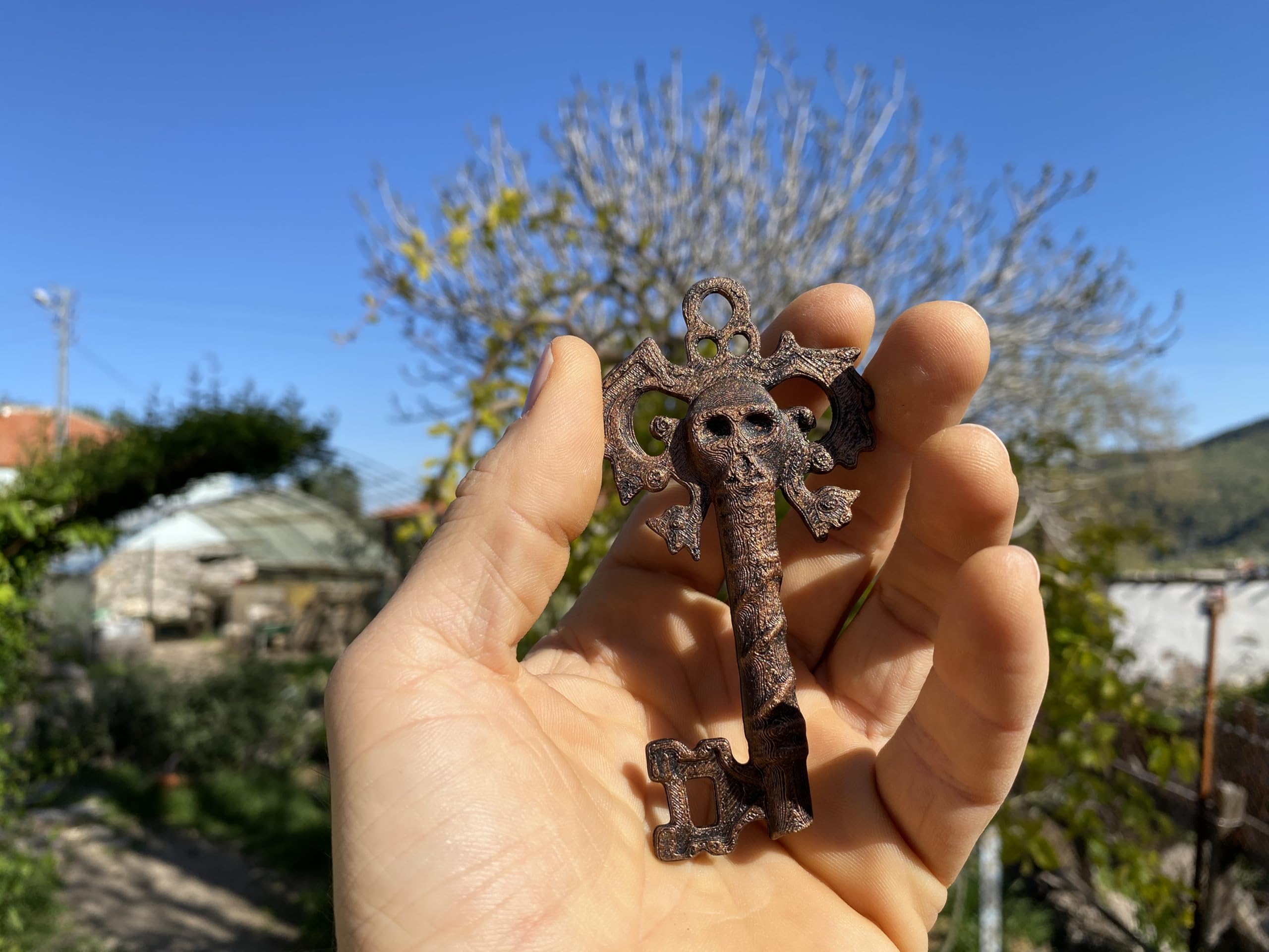Hand-painted pirate skeleton key prop for cosplay