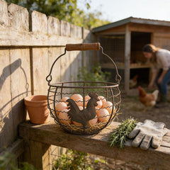 small farmhouse egg basket for countertop display