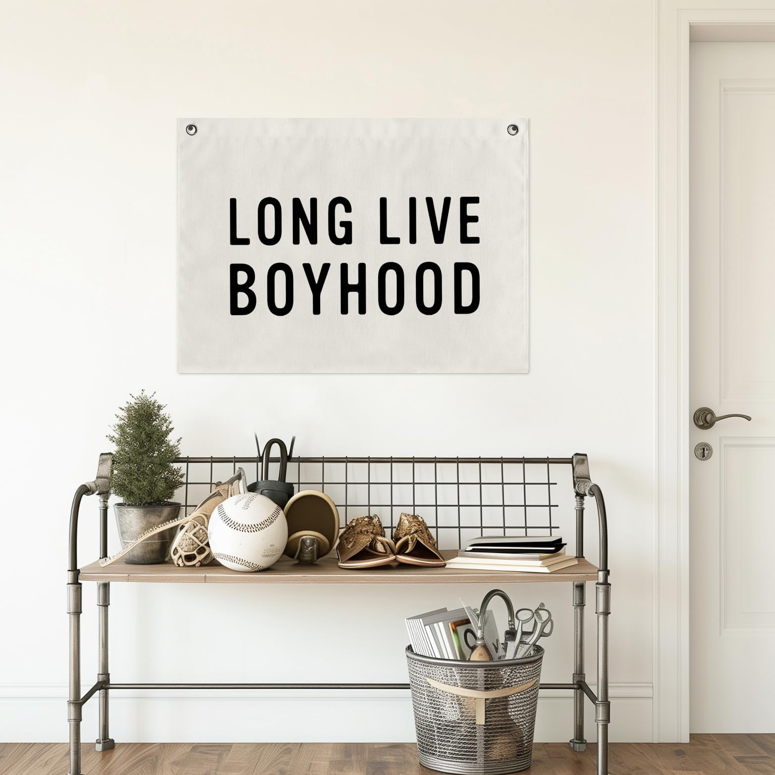 Vintage style fabric wall hanging banner