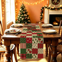 Vintage tartan plaid table runner for festive decor