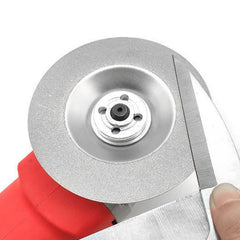 Close-up 400 grit diamond sharpening wheel