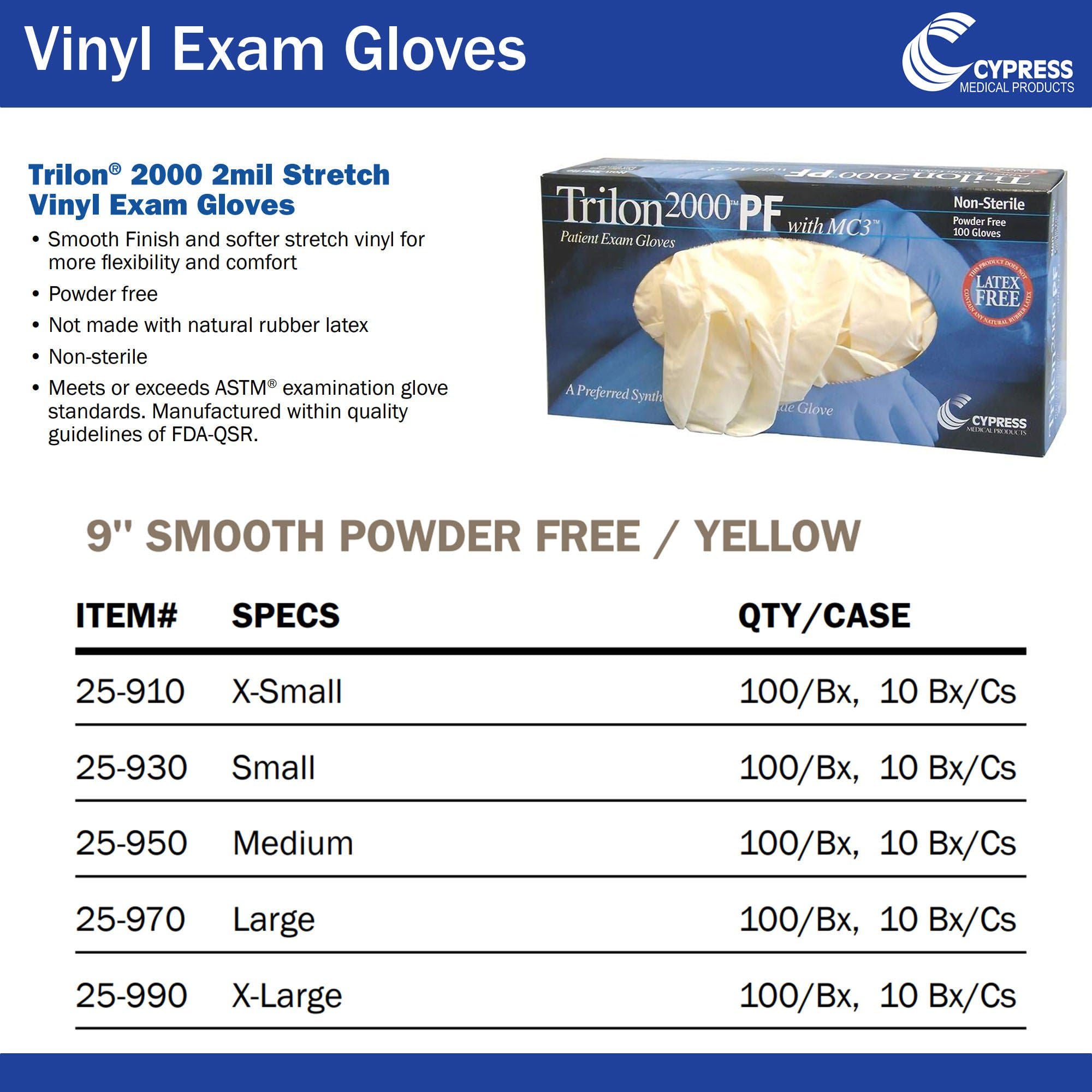 Powder-free non-sterile vinyl gloves with beaded cuff image