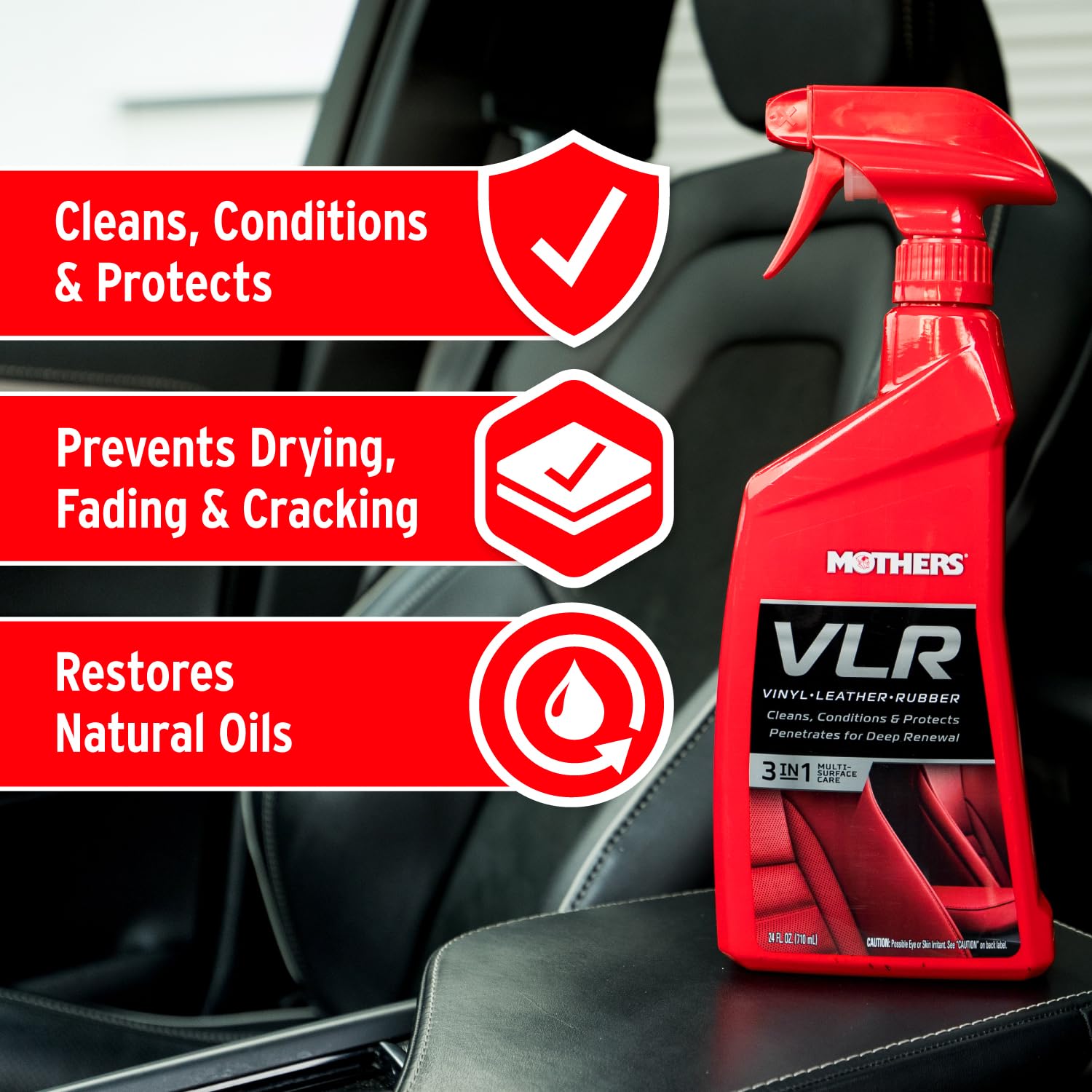 Vinyl Leather Rubber Care 24 oz packaging close up