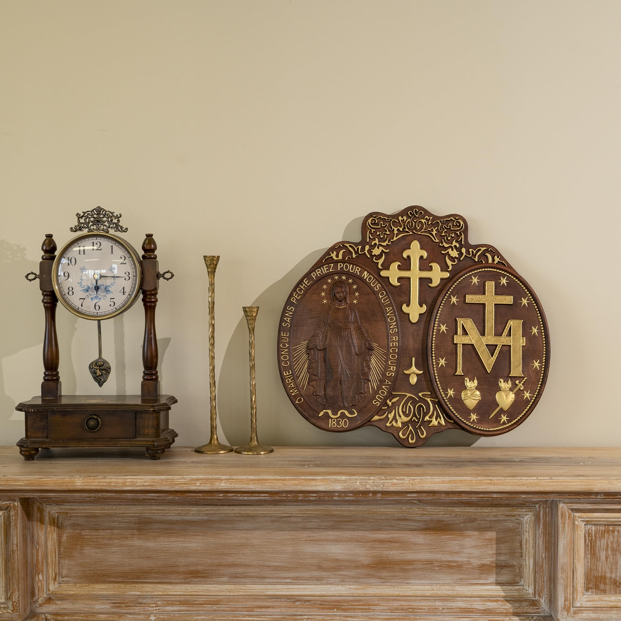 Virgin Mary wall decor 16 inch side view wooden plaque