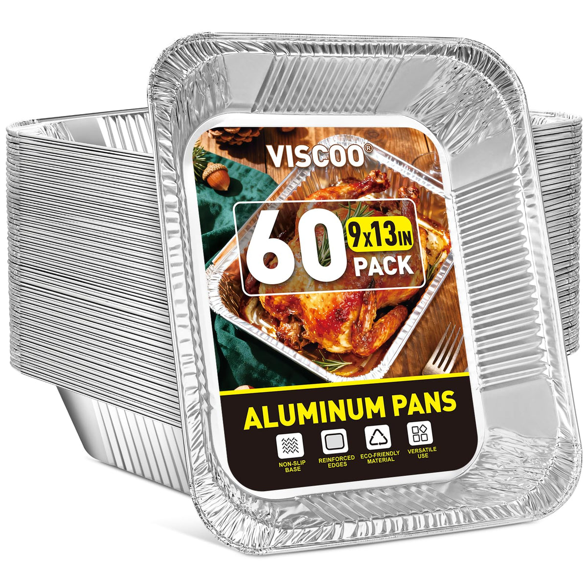 VISCOO 60 Pack aluminum pans bulk set