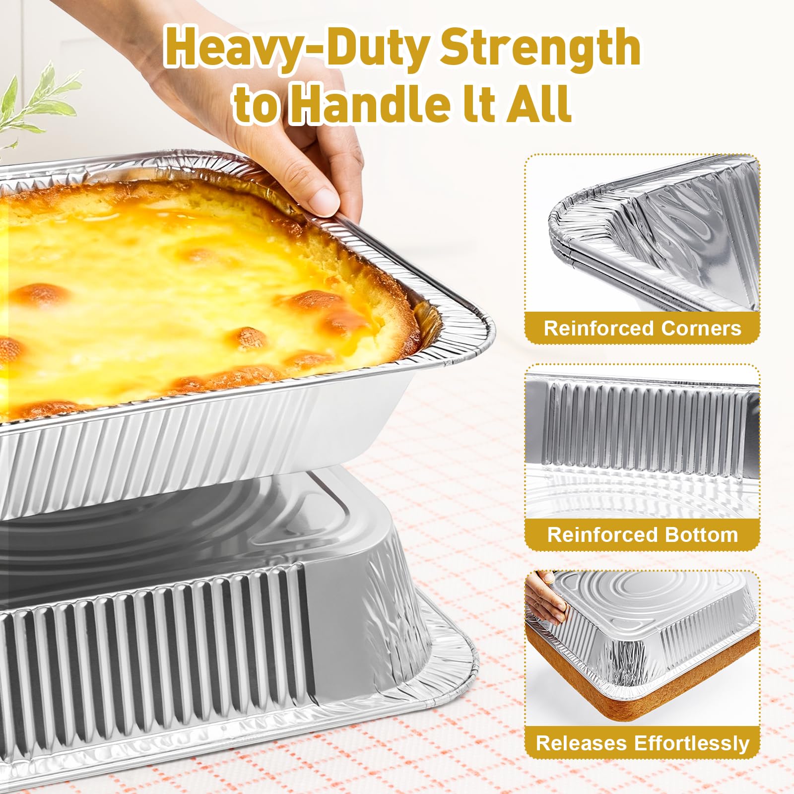 Rectangular pan with raised edges for easy grip