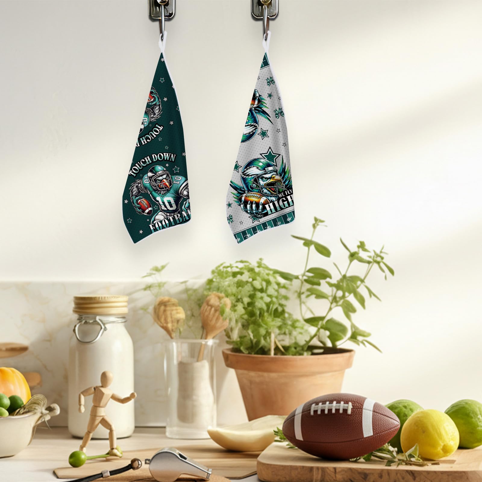 Sports fans gift eagle football kitchen towels by VISSTREE