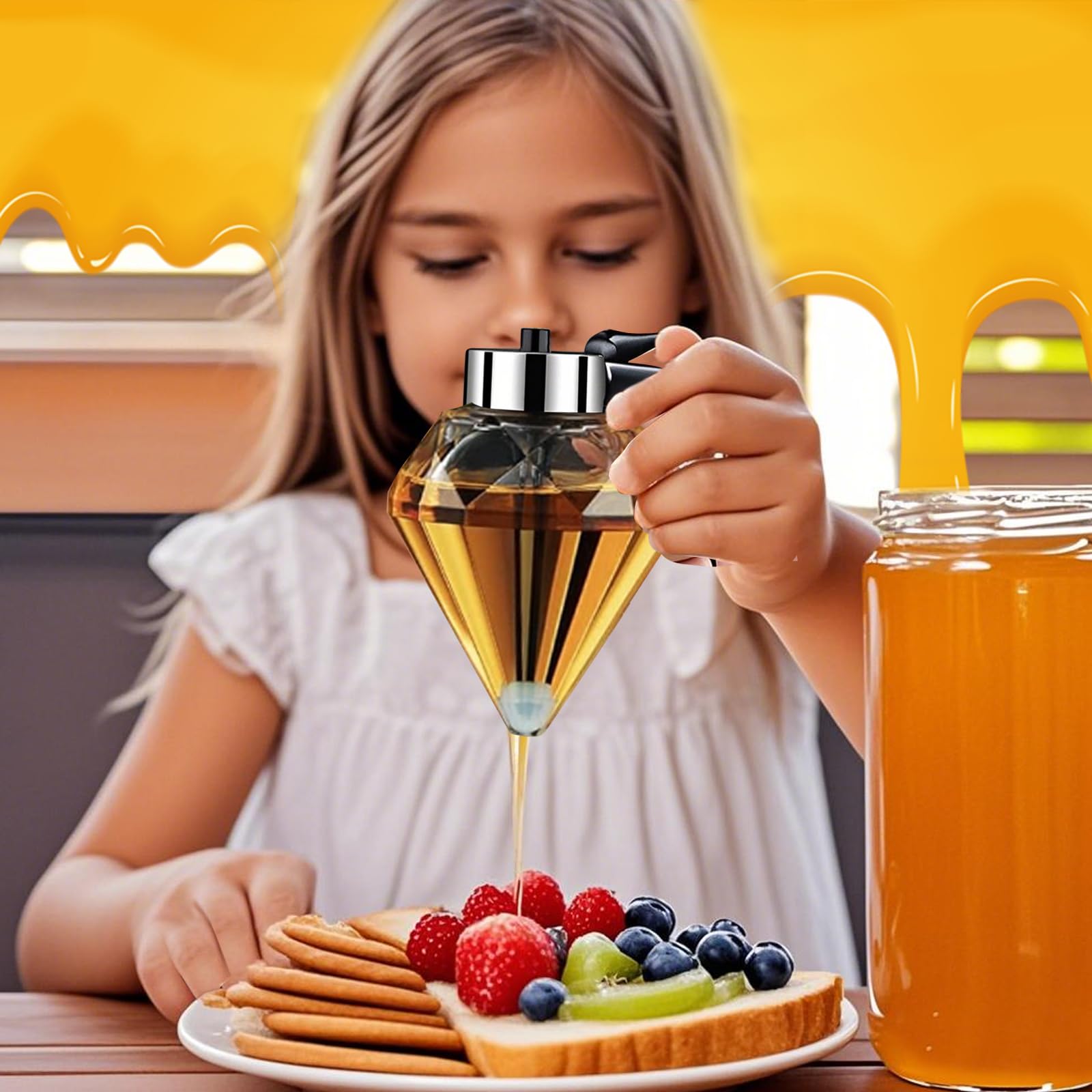 Sturdy stand and clear jar for monitoring honey level