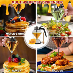Versatile glass honey dispenser ideal for syrup and olive oil
