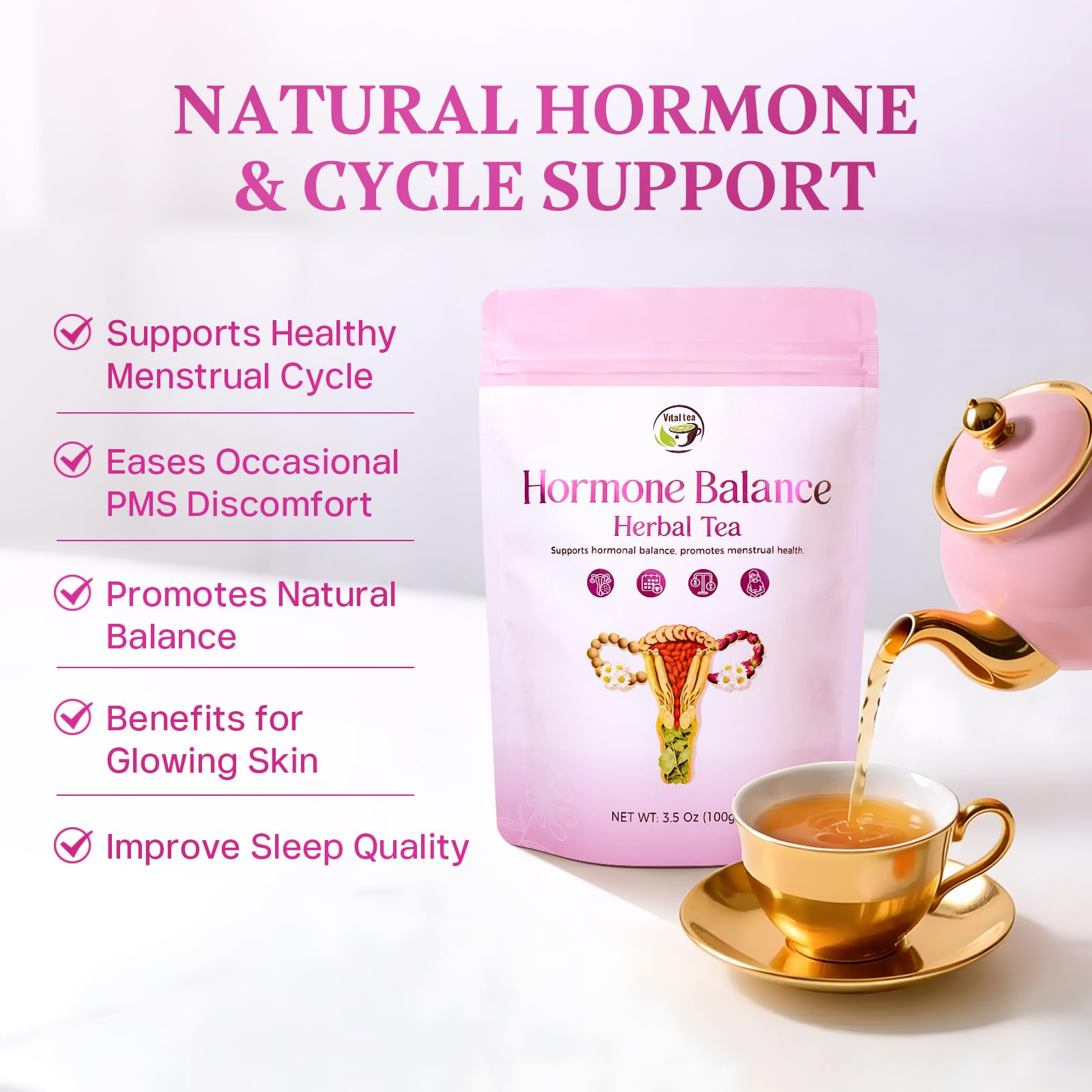 Vital Tea Hormone Balance Tea for Women rose and chamomile blend