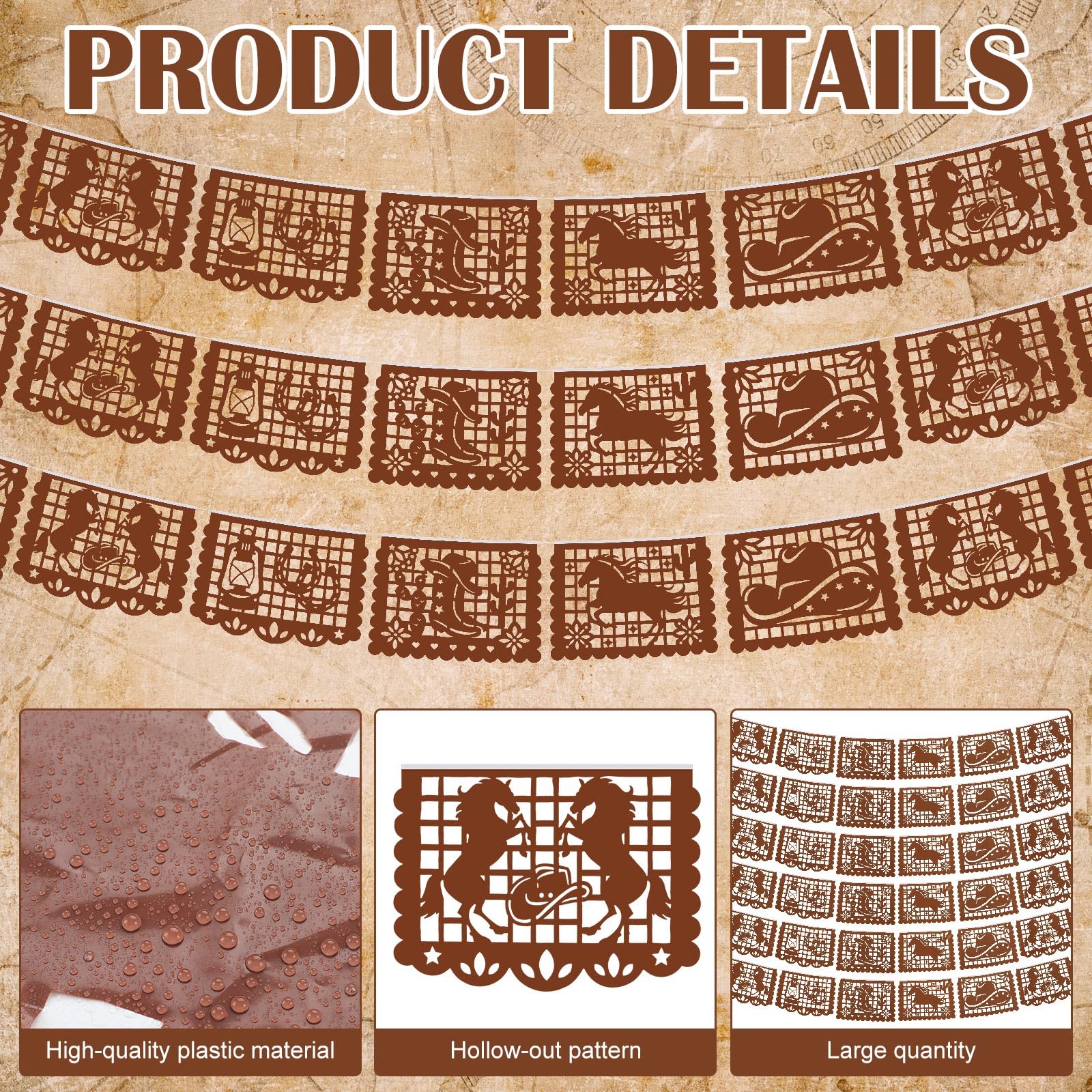 Total length 36 m banner set for western party decor