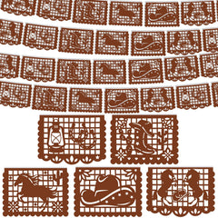 VitalCozy western cowboy papel picado banners 6-pack reddish brown