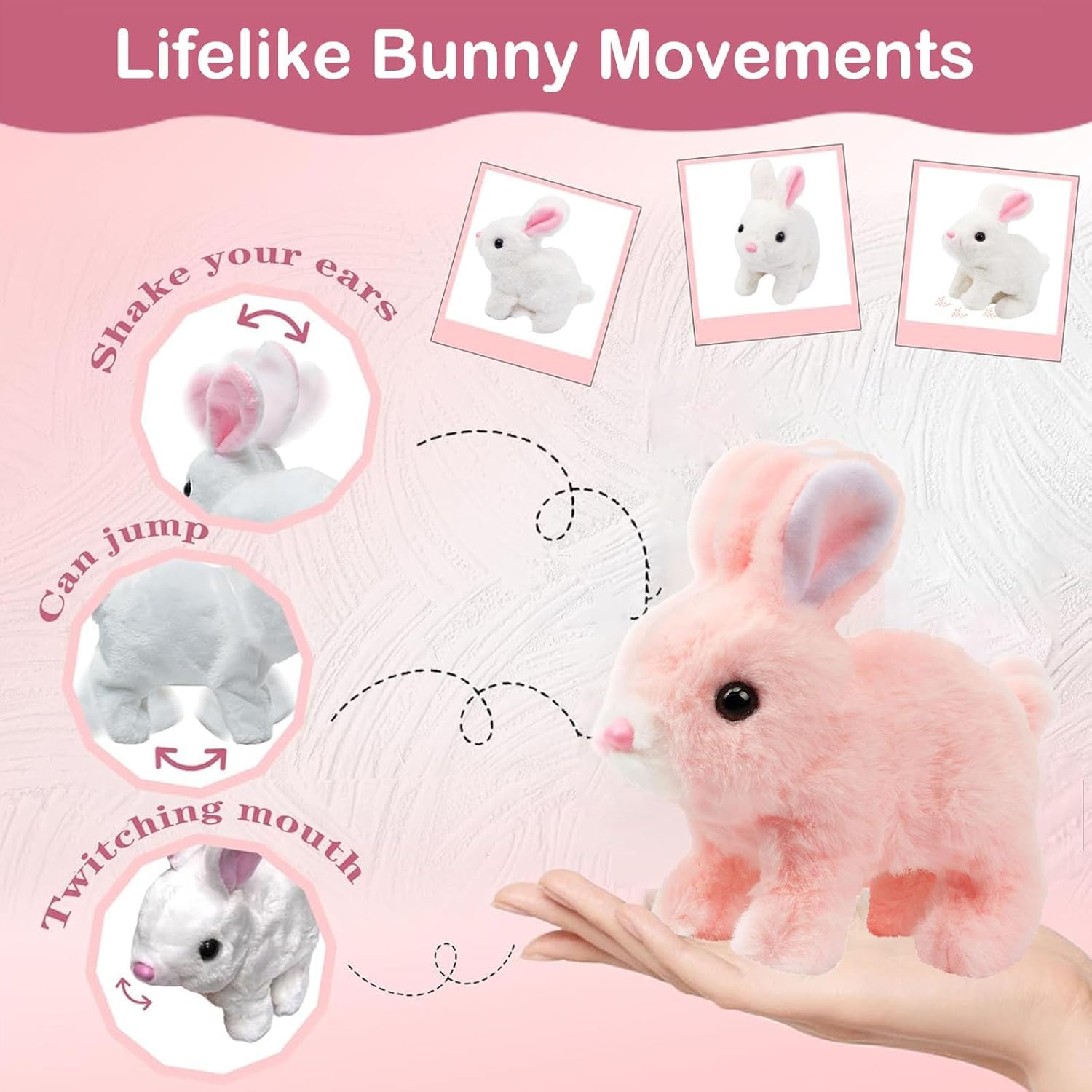 Realistic rabbit plush toy for toddlers
