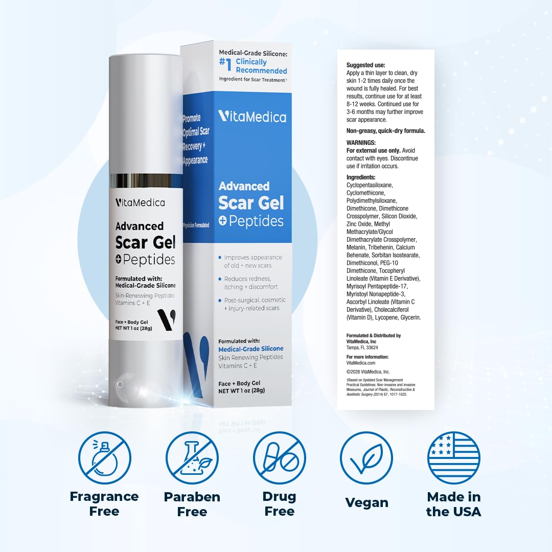 VitaMedica silicone scar gel peptides usage description