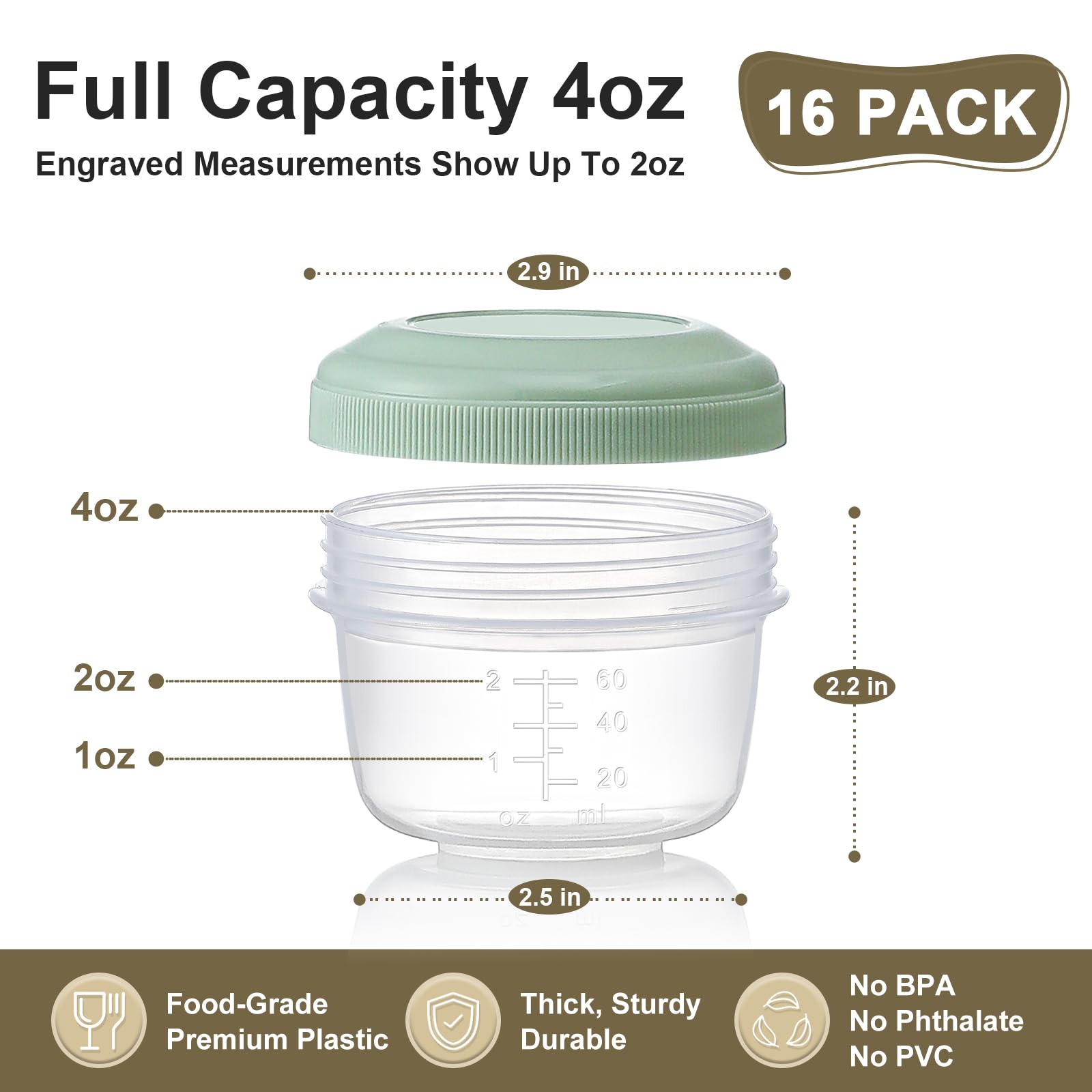 4 oz capacity small containers with scale marks