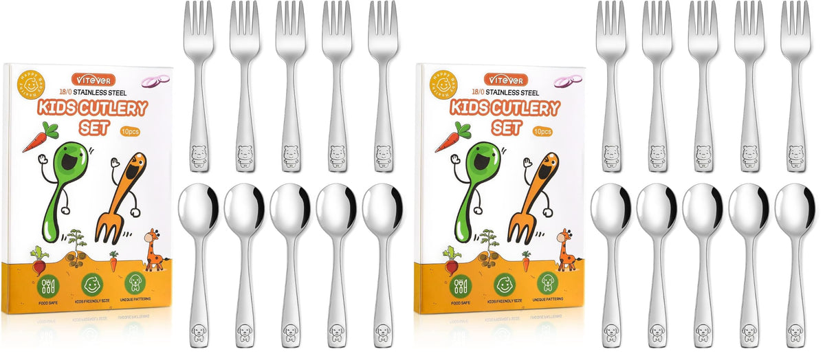 VITEVER 10-piece toddler utensils set with spoons and forks