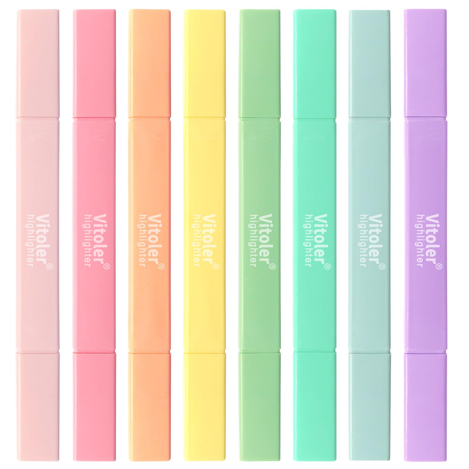 Vitoler Highlighters 8pcs dual-tip closeup