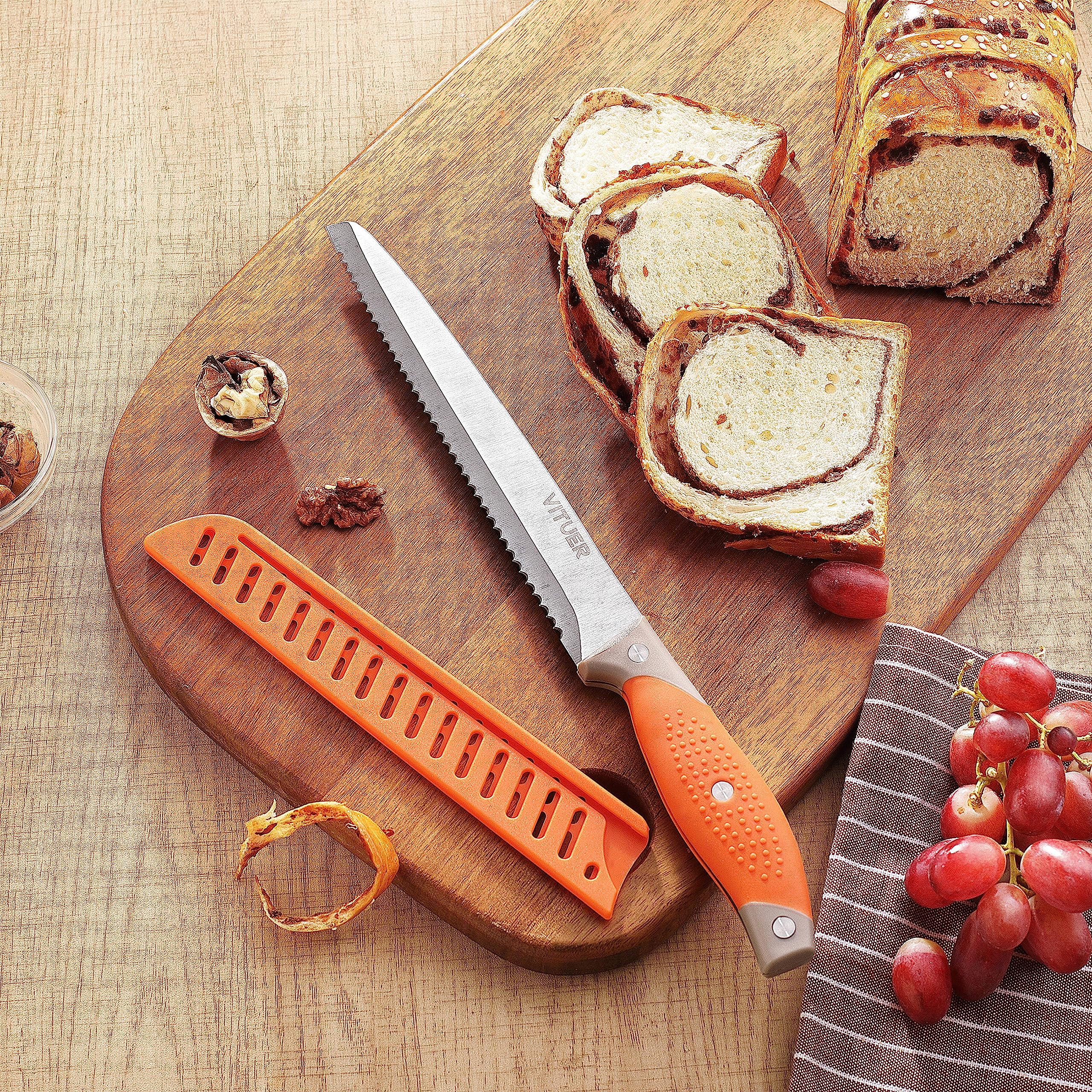 VITUER 8 inch bread knife and sheath included