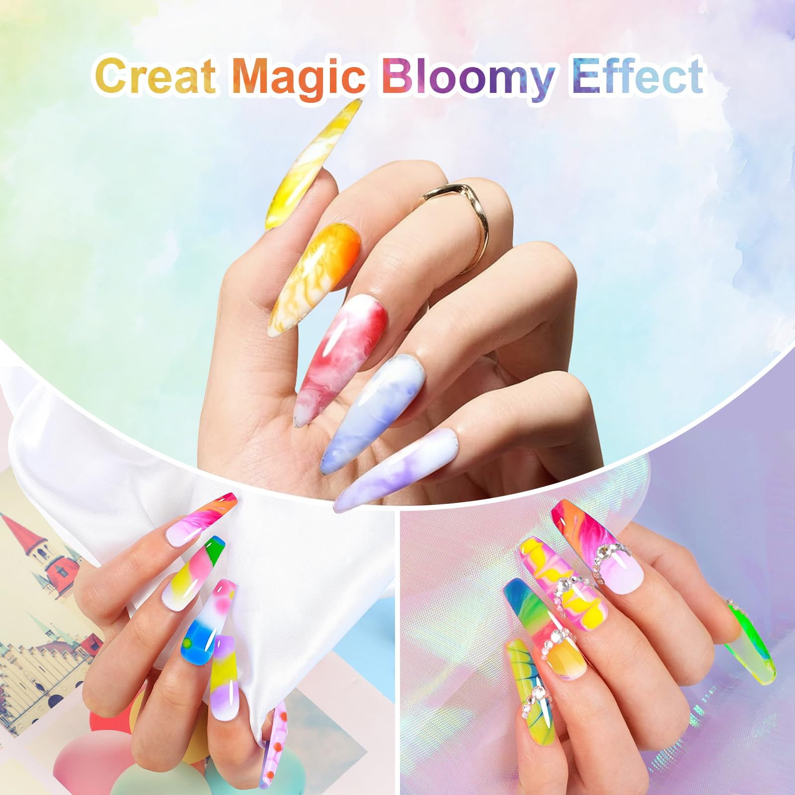 Watercolor gel nail polish clear base for layering with colors