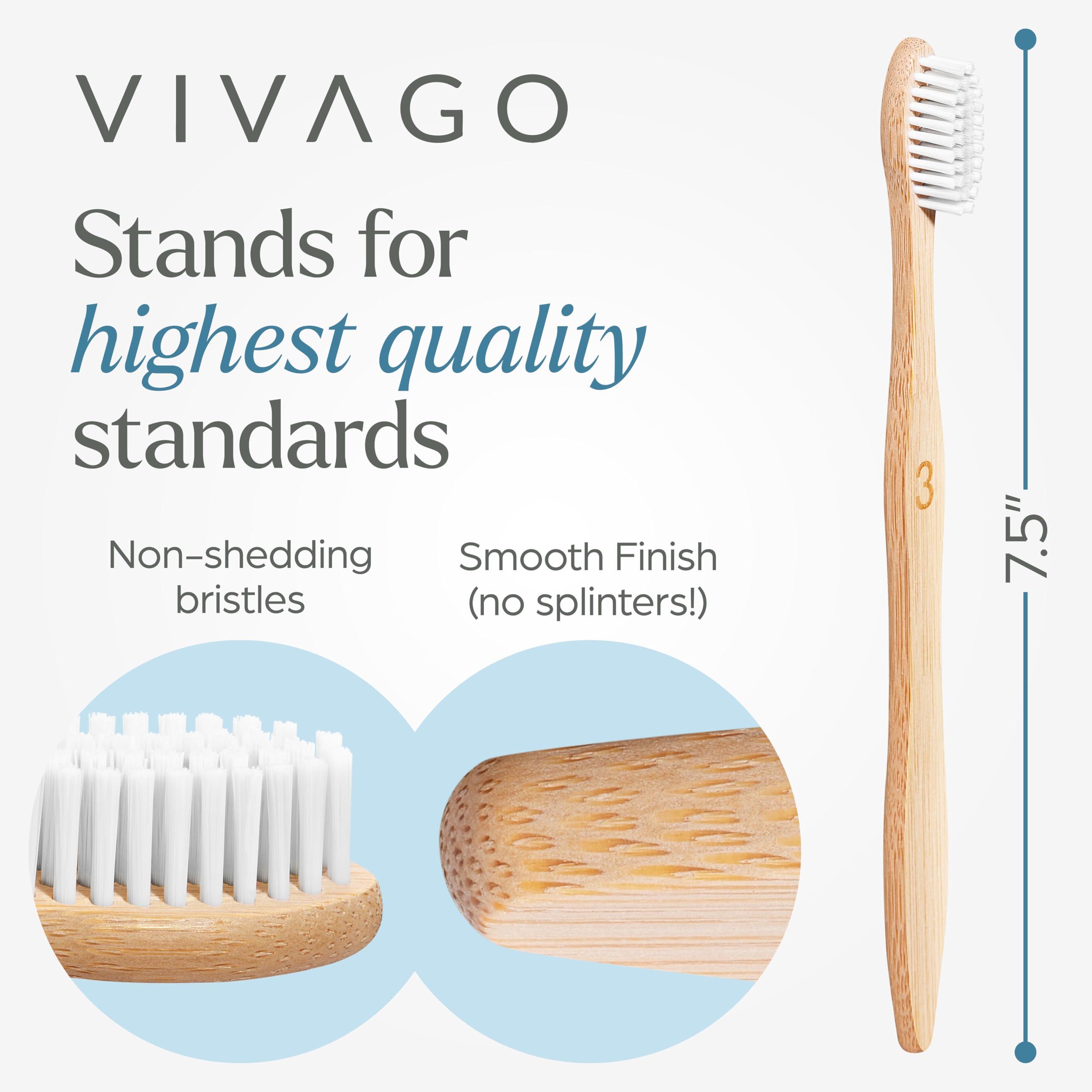 BPA-free castor oil bristles on the VIVAGO toothbrush