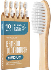 VIVAGO bamboo toothbrushes 10 pack with numbered handles