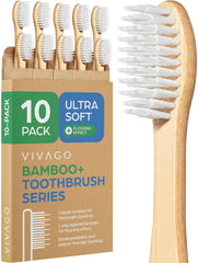 VIVAGO extra soft toothbrushes for adults bamboo handle