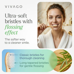 Ultra-soft bristles with flossing effect long tapered bristles