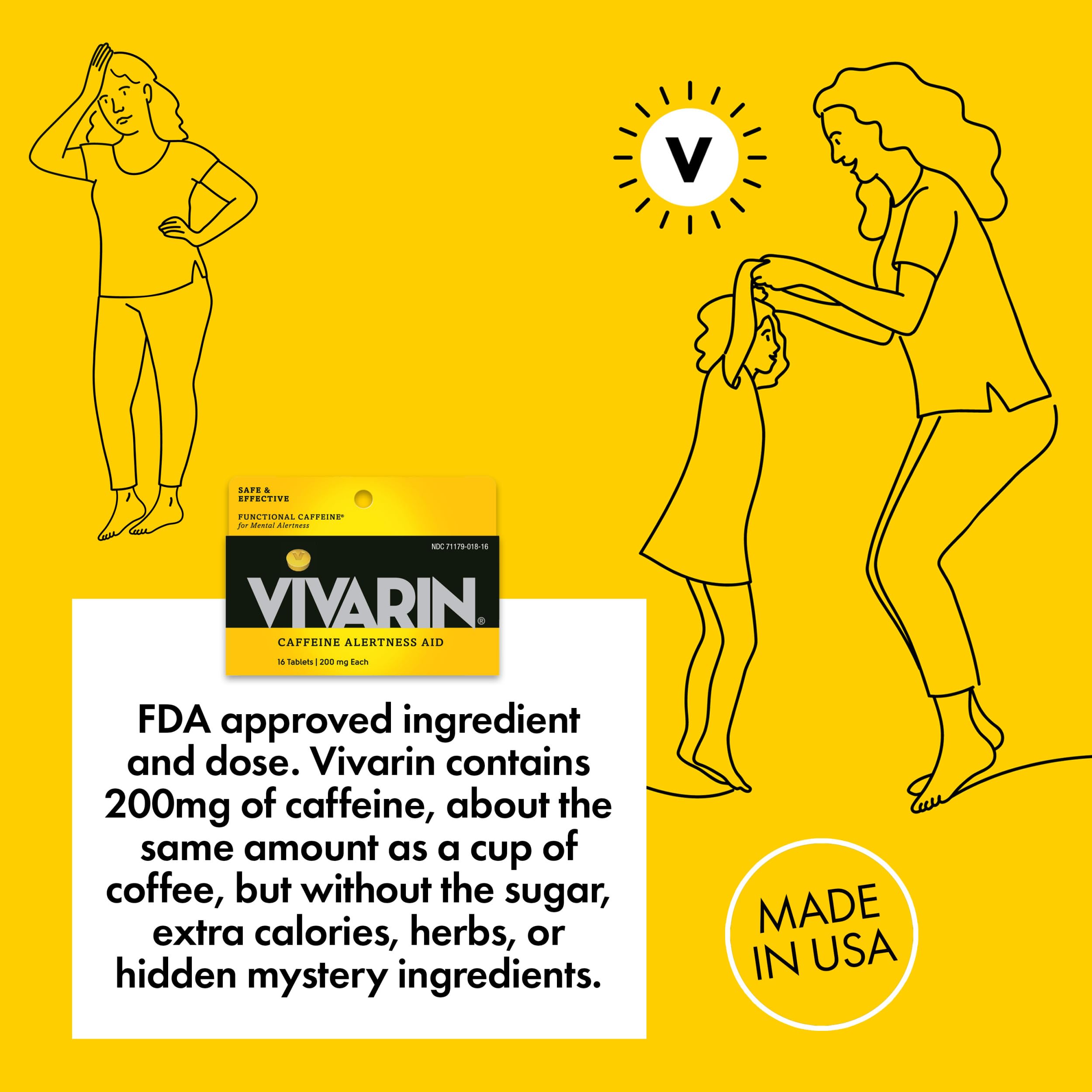 Small Vivarin caffeine pill for on-the-go use
