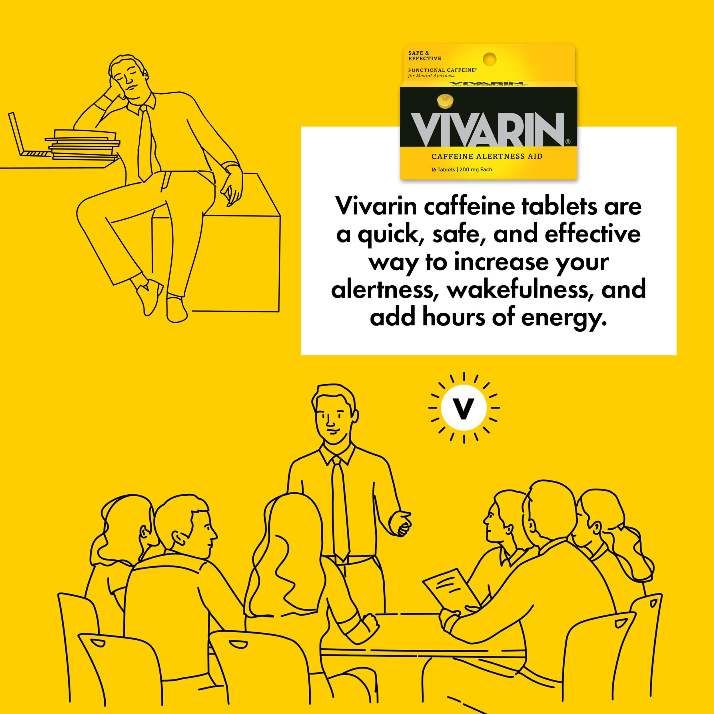 Vivarin energy pills caffeine 200mg per tablet