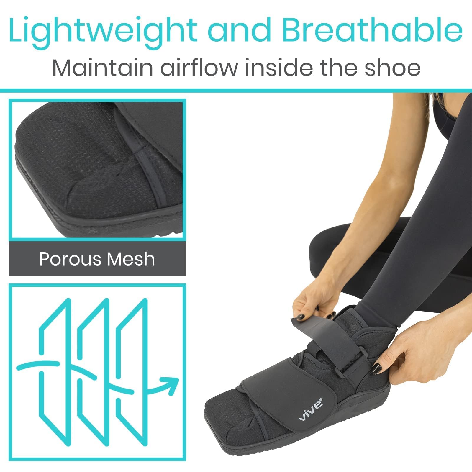 Adjustable straps and fit options on Vive Closed Post Op Shoe