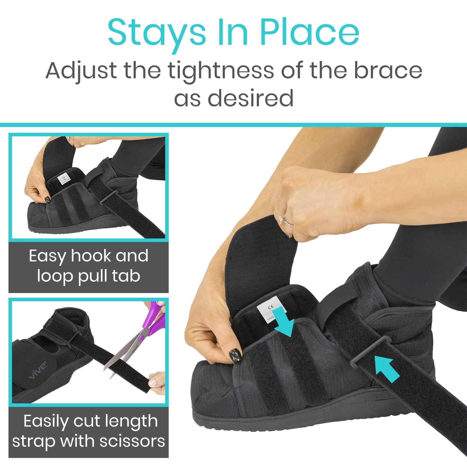 Square-toe design providing space for healing toes in Vive shoe