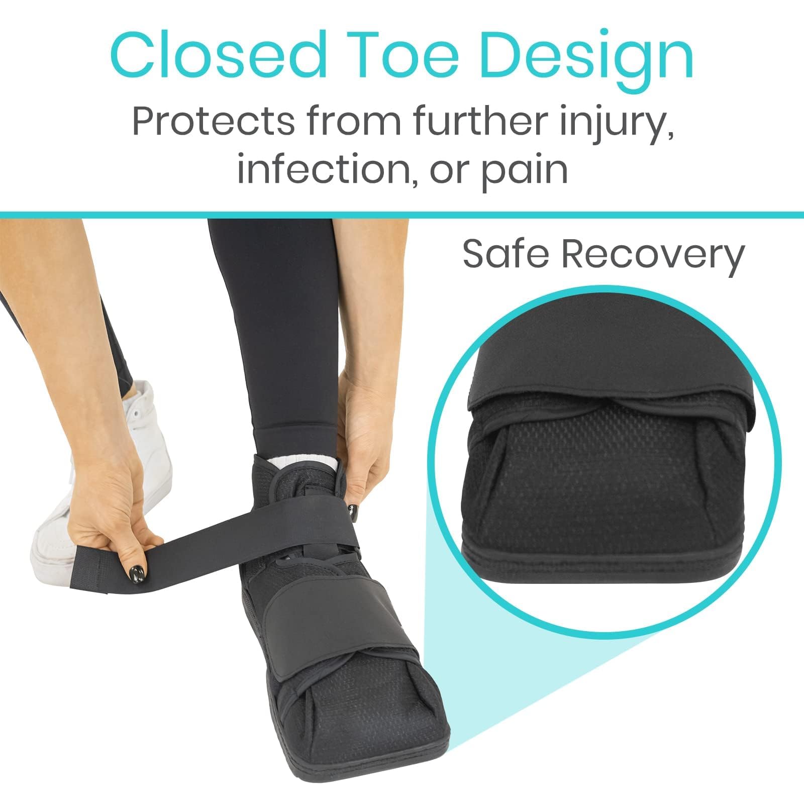 Removable cushioned insole inside Vive Closed Post Op Shoe
