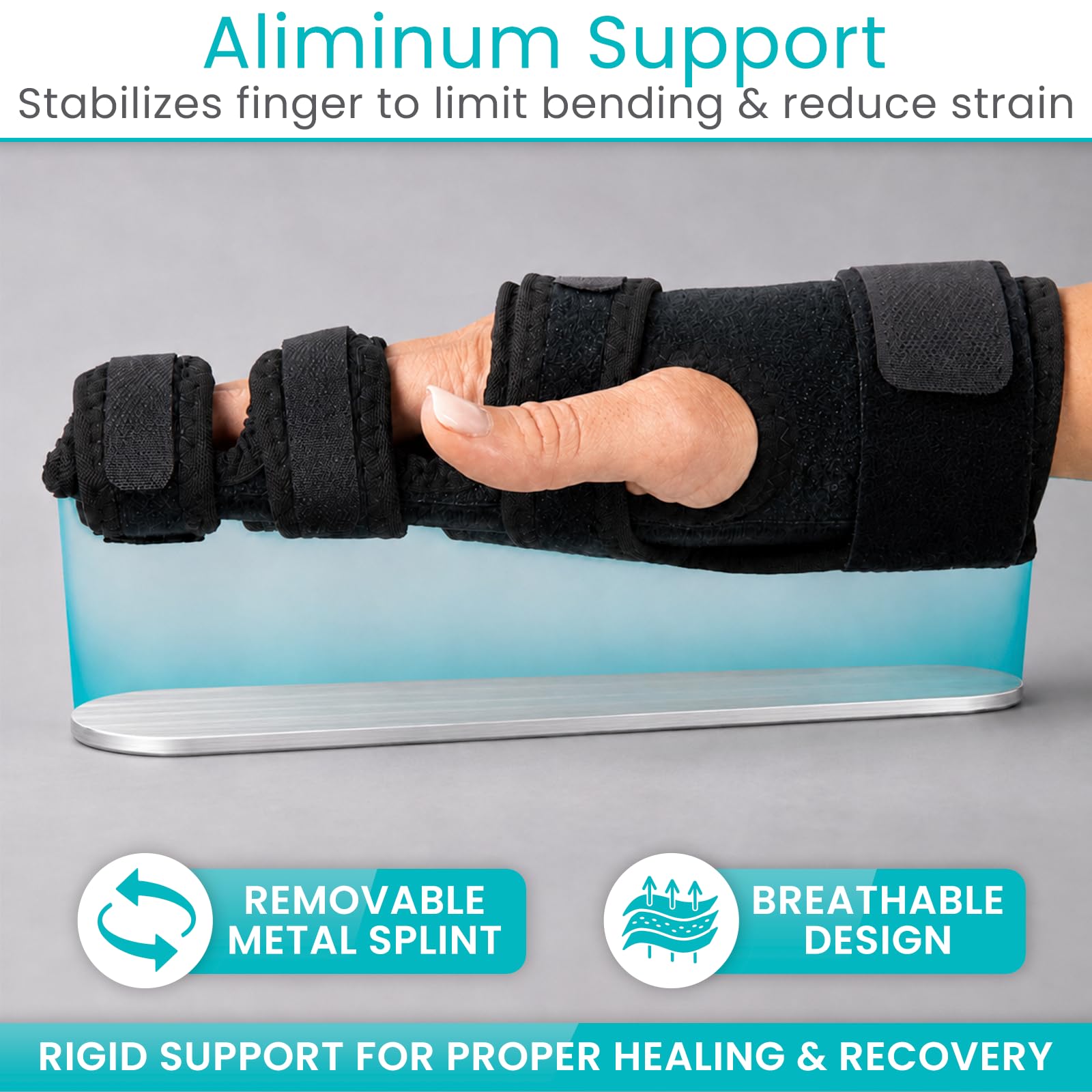 Breathable neoprene blend fabric on finger splint