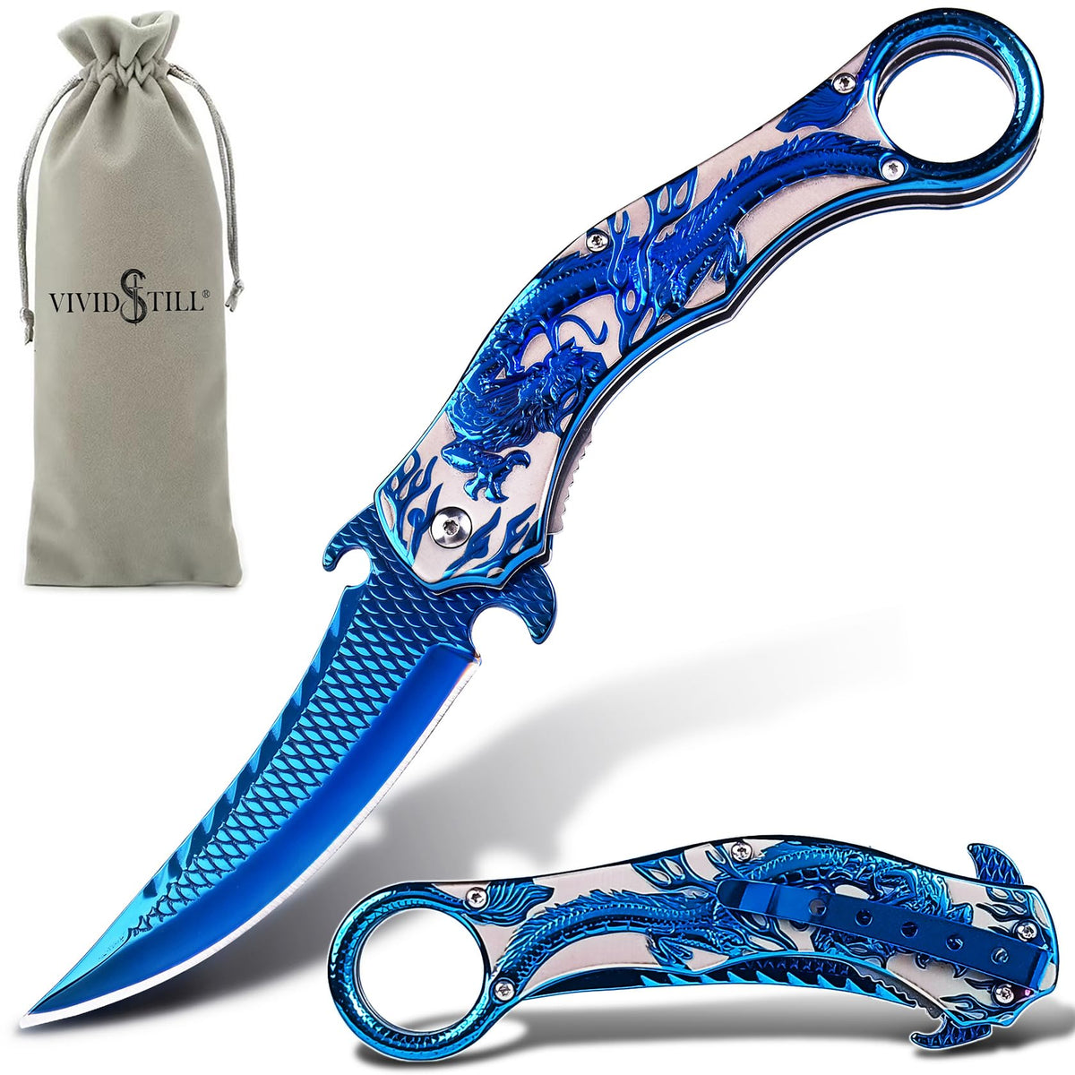 Vividstill pocket knife titanium-coated handle