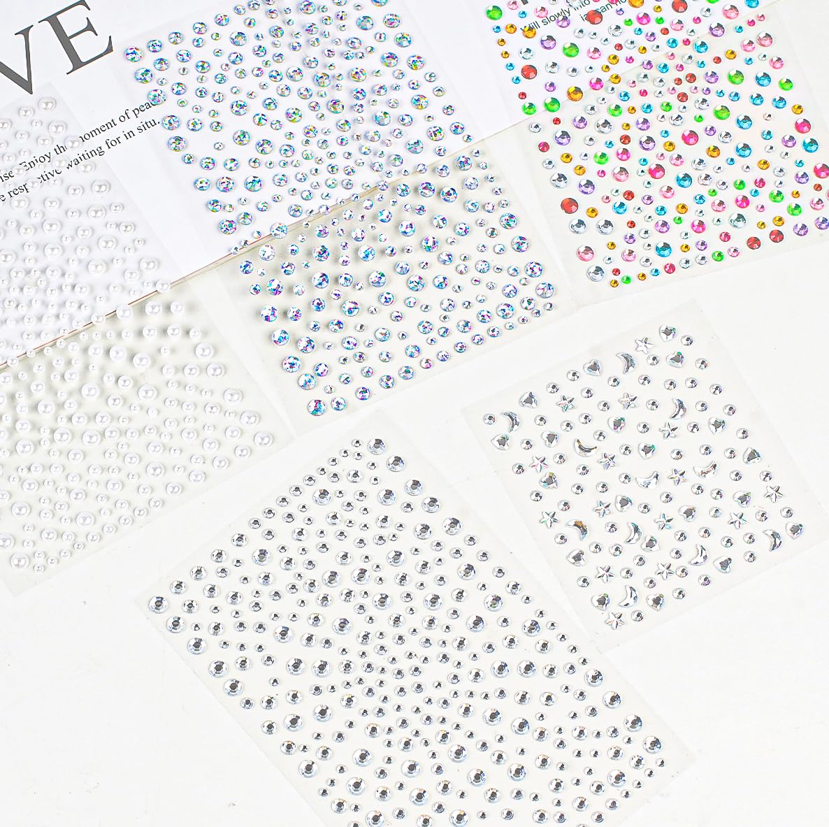 white and multicolor diamond stickers assortment